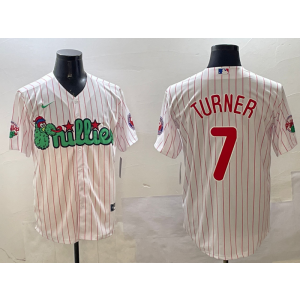 MLB Phillies 7 Trea Turner White Nike Cool Base Men Jersey
