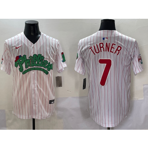 MLB Phillies 7 Trea Turner White Nike Cool Base Men Jersey