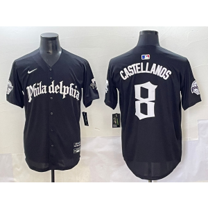 MLB Phillies 8 Nick Castellanos Black New Nike Cool Base Men Jersey