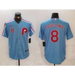 MLB Phillies 8 Nick Castellanos Blue Nike Cool Base Men Jersey