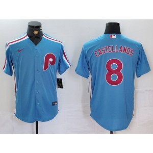 MLB Phillies 8 Nick Castellanos Blue Nike Cool Base Men Jersey