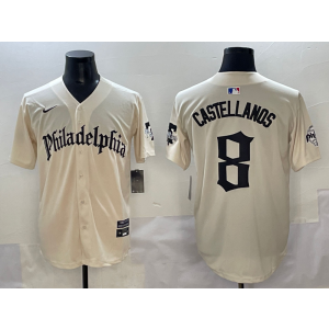 MLB Phillies 8 Nick Castellanos Cream New Nike Cool Base Men Jersey
