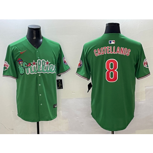MLB Phillies 8 Nick Castellanos Green Nike Cool Base Men Jersey