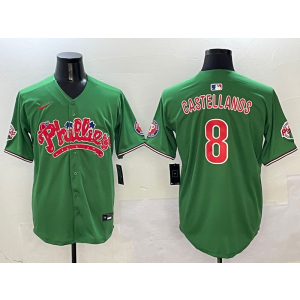 MLB Phillies 8 Nick Castellanos Green Nike Cool Base Men Jersey
