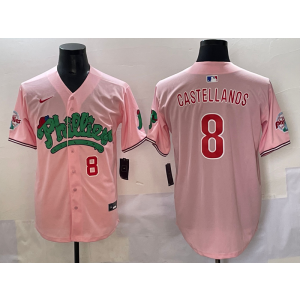 MLB Phillies 8 Nick Castellanos Pink Nike Cool Base Men Jersey