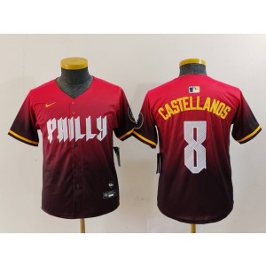 MLB Phillies 8 Nick Castellanos Red 2024 City Connect Nike Cool Base Youth Jersey