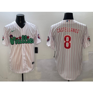 MLB Phillies 8 Nick Castellanos White City Nike Cool Base Men Jersey