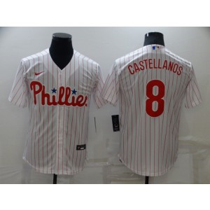 MLB Phillies 8 Nick Castellanos White Nike Cool Base Men Jersey