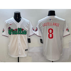 MLB Phillies 8 Nick Castellanos White Nike Cool Base Men Jersey