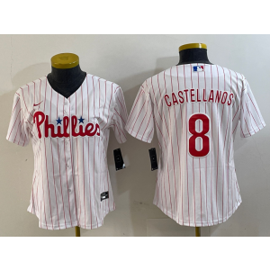 MLB Phillies 8 Nick Castellanos White Nike Cool Base Youth Jersey