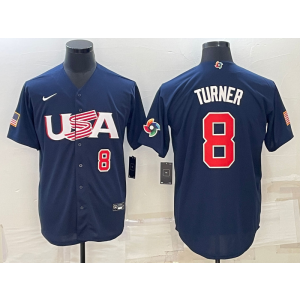 MLB Phillies 8 Trea Turner Blue 2023 World Series Cool Base Men Jersey