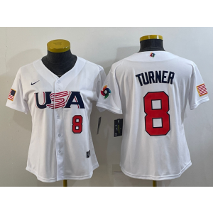 MLB Phillies 8 Trea Turner White 2023 World Baseball Classic Youth Jersey