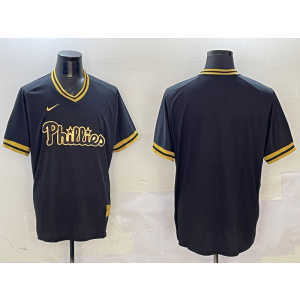 MLB Phillies Blank Black Gold Nike Cool Base Men Jersey