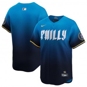 MLB Phillies Blank Blue 2024 City Connect Nike Cool Base Men Jersey