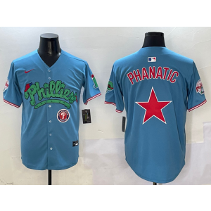 MLB Phillies Blank Blue Star Nike Cool Base Men Jersey