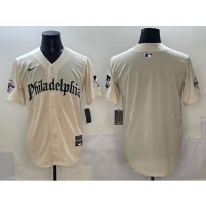 MLB Phillies Blank Cream Nike Cool Base Men Jersey