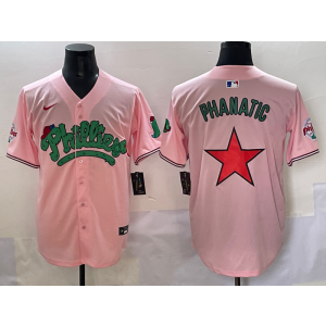 MLB Phillies Blank Pink Star Logo Nike Cool Base Men Jersey
