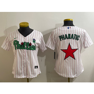 MLB Phillies Blank Star Logo White Nike Cool Base Women Jersey