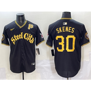 MLB Pirate 30 Paul Skene Black Nike Cool Base Men Jersey