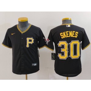 MLB Pirate 30 Paul Skene Black Nike Cool Base Youth Jersey