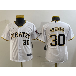 MLB Pirate 30 Paul Skene White Nike Cool Base Youth Jersey