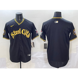 MLB Pirate Blank Black Nike Cool Base Men Jersey
