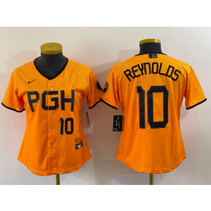 MLB Pirates 10 Bryan Reynolds Gold 2023 City Connect Nike Cool Base Youth Jersey