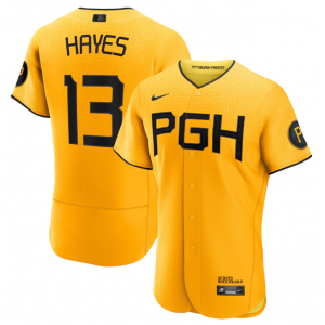 MLB Pirates 13 Ke'Bryan Hayes Gold 2023 City Connect Nike Flexbase Men Jersey