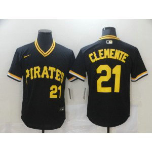 MLB Pirates 21 Roberto Clemente Black Nike Cool Base Men Jersey