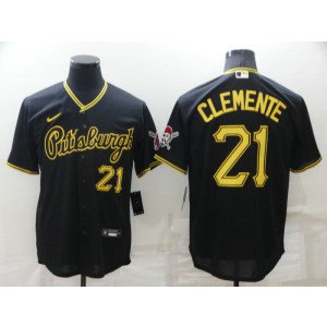 MLB Pirates 21 Roberto Clemente Black Nike Flexbase Men Jersey