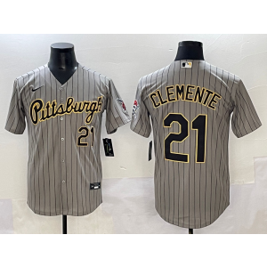 MLB Pirates 21 Roberto Clemente Brown Nike Cool Base Men Jersey