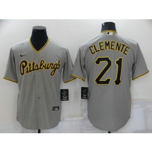 MLB Pirates 21 Roberto Clemente Grey Nike Cool Base Men Jersey