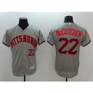 MLB Pirates 22 Andrew McCutchen Grey Stars and Stripes Flexbase Men Jersey