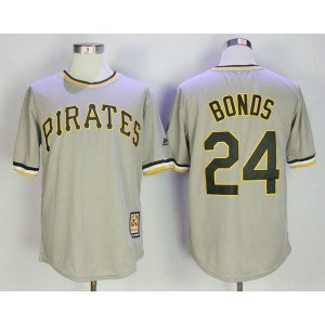 MLB Pirates 24 Barry Bonds Gray Cooperstown Collection Cool Base Men Jersey