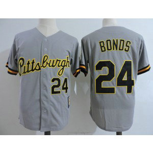 MLB Pirates 24 Barry Bonds Gray Cooperstown Collection Men Jersey