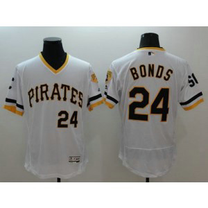 MLB Pirates 24 Barry Bonds White Flexbase Cooperstown Men Jersey