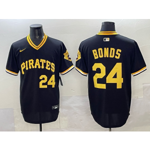 MLB Pirates 24 Bonds Black Nike Cool Base Men Jersey