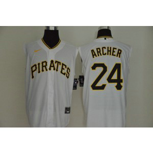MLB Pirates 24 Chris Archer White Nike Cool Base Sleeveless Men Jersey
