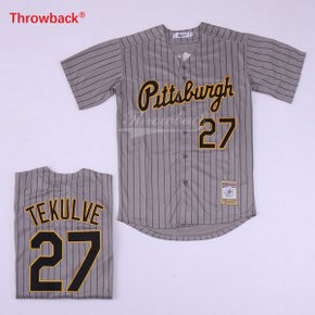 MLB Pirates 27 Kent Tekulve Gray Retro Throwback Men Jersey