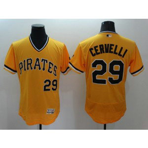 MLB Pirates 29 Francisco Cervelli Gold Flexbase Cooperstown Men Jersey