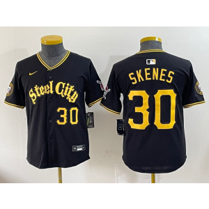MLB Pirates 30 Paul Skene Black Nike Cool Base Youth Jersey