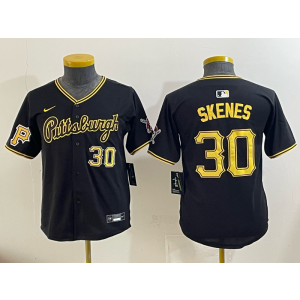 MLB Pirates 30 Paul Skene Black Nike Cool Base Youth Jersey