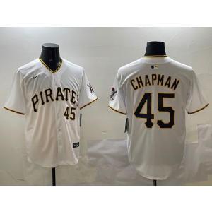 MLB Pirates 45 Champman White Nike Cool Base Men Jersey