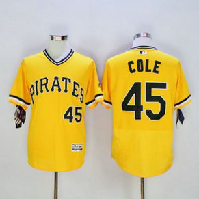 MLB Pirates 45 Gerrit Cole Gold Flexbase Men Jersey