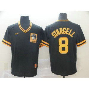 MLB Pirates 8 Willie Stargell Black Nike Cooperstown Collection Legend V-Neck Men Jersey