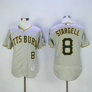 MLB Pirates 8 Willie Stargell Gray Flexbase Men Jersey