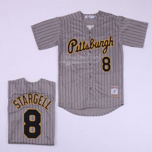 MLB Pirates 8 Willie Stargell Gray Retro Throwback Men Jersey