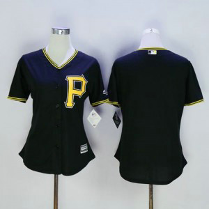 MLB Pirates Blank Black Fashion Women Jersey
