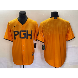 MLB Pirates Blank Gold 2023 City Connect Nike Cool Base Men Jersey