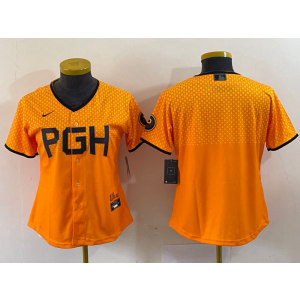 MLB Pirates Blank Gold 2023 City Connect Nike Cool Base Women Jersey